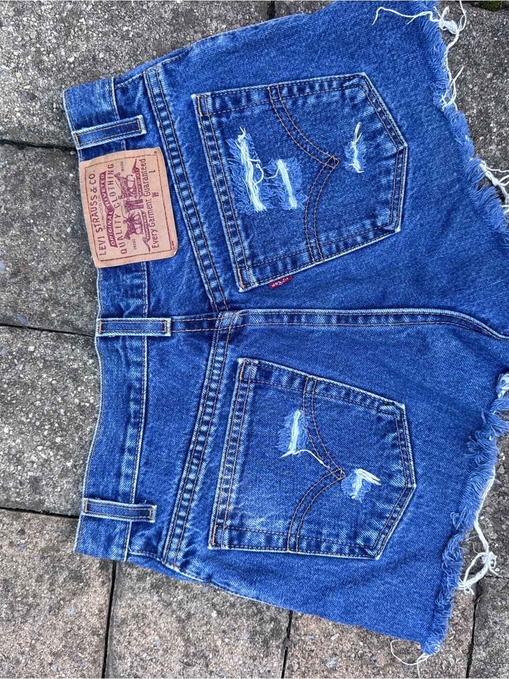 Levi's Distressed Blue Denim Cutoff Shorts - Picture 2 of 3